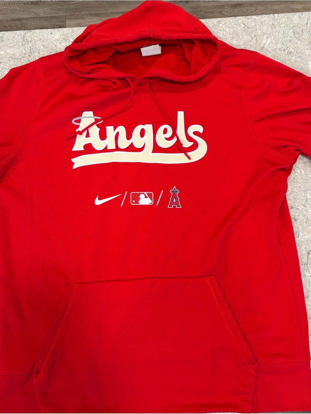 Los Angles Angels MLB Nike Terma-Fit Short Sleeve Red Pullover Hoodie-XL - Picture 2 of 9